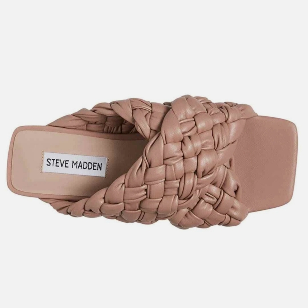 Steve Madden Tan Woven Slide Sandals